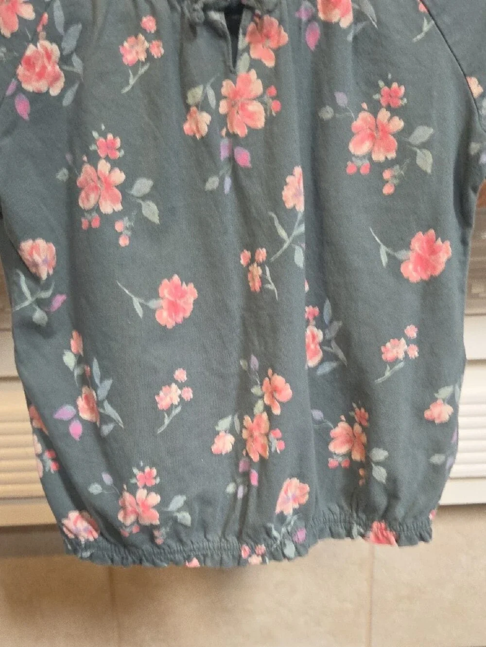 OshKosh B'gosh Sage Green Floral Off-Shoulder Crop Top